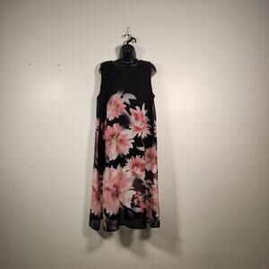 COLDWATER CREEK Sleeveless Shift Mini Dress Women 16 Multi Floral Split Flowy